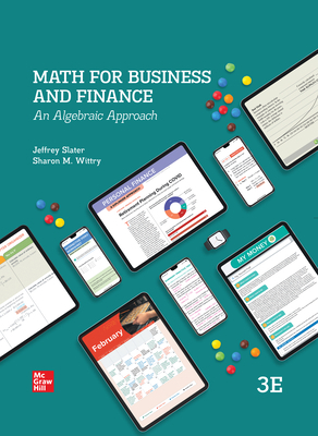 MATH FOR BUSINESS AND FINANCE: AN ALGEBRAIC APP... 1260716325 Book Cover