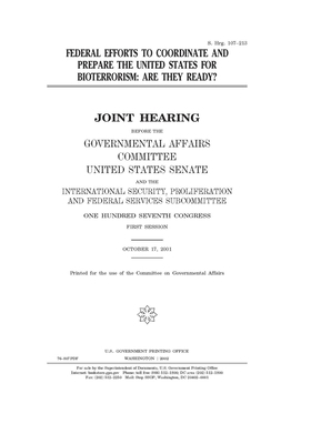 Federal efforts to coordinate and prepare the U... B0863V37XP Book Cover