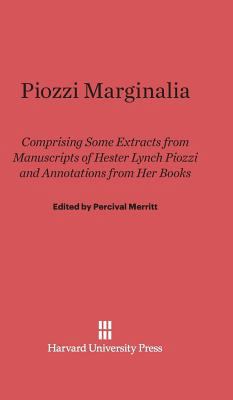 Piozzi Marginalia: Comprising Some Extracts fro... 0674181573 Book Cover