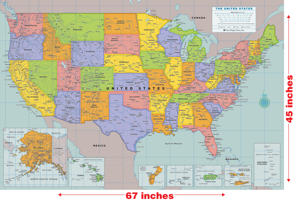 Laminated USA Wall Map (67'' W X 45'' H) 144133615X Book Cover