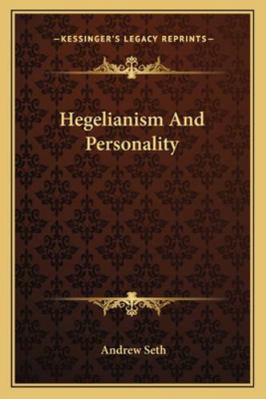 Hegelianism And Personality 1162924241 Book Cover