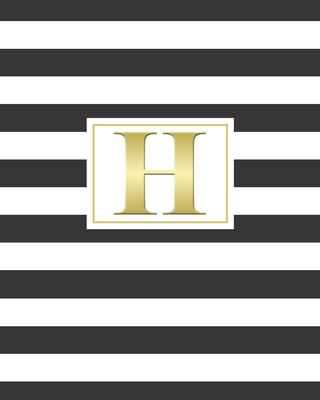 H: 2020 Weekly and Monthly Planner and Customized Calendar Black and White Stripes with Gold Monogrammed Initial