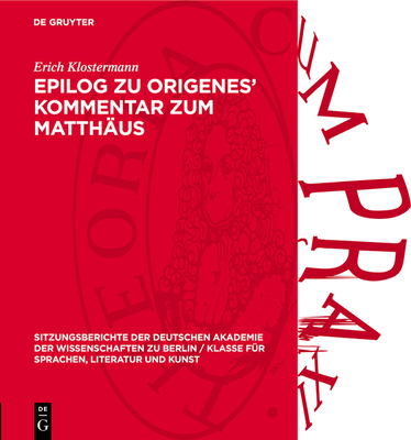 Epilog Zu Origenes' Kommentar Zum Matthäus [German] 3112738764 Book Cover