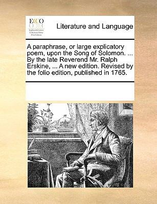 A paraphrase, or large explicatory poem, upon t... 1170284337 Book Cover