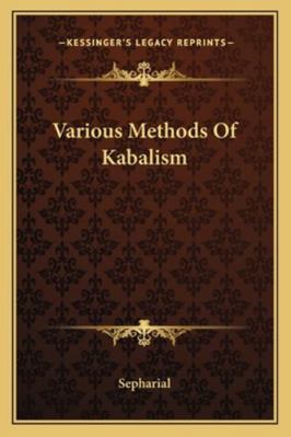 Various Methods Of Kabalism 1162842210 Book Cover