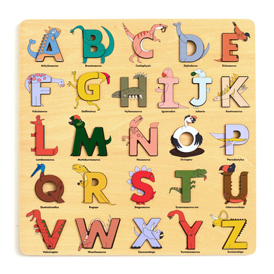 Dino Wooden Alphabet Puzzle 1763753824 Book Cover