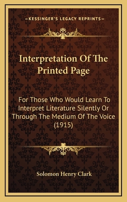 Interpretation of the Printed Page: For Those W... 1165026341 Book Cover