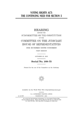 Voting Rights Act: the continuing need for sect... B084DGVKTM Book Cover