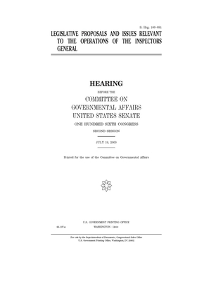 Legislative proposals and issues relevant to th... B085RNKT7J Book Cover