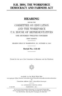 H.R. 3094: the Workforce Democracy and Fairness... 198185343X Book Cover