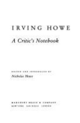 A Critic's Notebook 0151199493 Book Cover