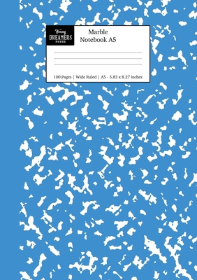 Marble Notebook A5: Blue Marble Wide Ruled Journal 1989790895 Book Cover