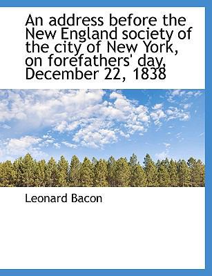 An Address Before the New England Society of th... 1115474510 Book Cover