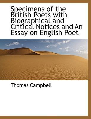 Specimens of the British Poets with Biographica... [Large Print] 1116225549 Book Cover