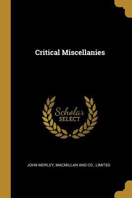 Critical Miscellanies 1010404229 Book Cover