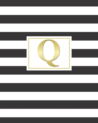 Q: 2020 Weekly and Monthly Planner and Customized Calendar Black and White Stripes with Gold Monogrammed Initial