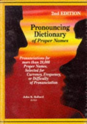 Pronouncing dictionary of proper names : pronun... 0780800982 Book Cover