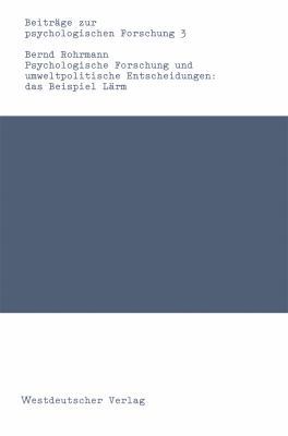 Psychologische Forschung Und Umweltpolitische E... [German] 3531117165 Book Cover