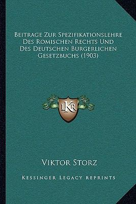 Beitrage Zur Spezifikationslehre Des Romischen ... [German] 1167457900 Book Cover