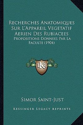 Recherches Anatomiques Sur L'Appareil Vegetatif... [French] 1168334462 Book Cover