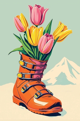 Notebook Floral Ski boots: Tulips 1998930262 Book Cover