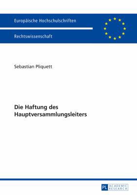 Die Haftung Des Hauptversammlungsleiters [German] 3631665784 Book Cover