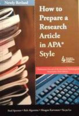 How to Prepare a Research Article in APA Style 0865864586 Book Cover