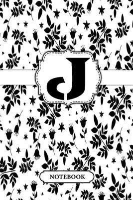 Notebook With Letter J Color Black Lined Notebook/Journal 120 Pages University Graduation gift: Black and white Stripes & Flowers, Floral Personal ... College Ruled, perfect bound, First Nam
