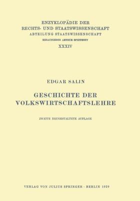Geschichte Der Volkswirtschaftslehre [German] 3642888658 Book Cover