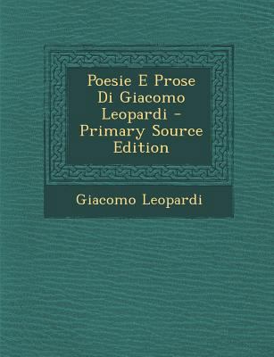 Poesie E Prose Di Giacomo Leopardi [Italian] 1295445956 Book Cover