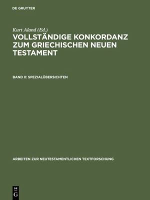 Spezialübersichten (Arbeiten zur neutestamentli... 3110073498 Book Cover