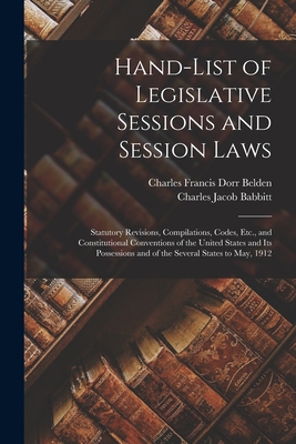 Hand-List of Legislative Sessions and Session L... B0BMB7T2JV Book Cover