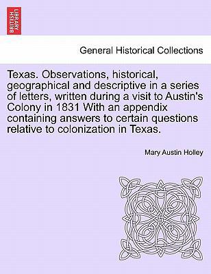 Texas. Observations, Historical, Geographical a... 1240913478 Book Cover