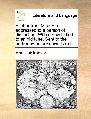 A letter from Miss F--d, addressed to a person ... 1170425216 Book Cover