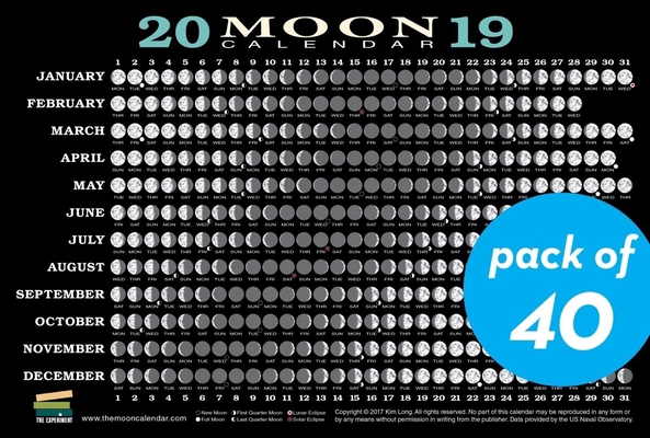 2019 Moon Calendar Card (40 Pack): Lunar Phases... 1615194541 Book Cover