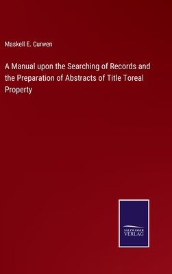 A Manual upon the Searching of Records and the ... 3752571217 Book Cover