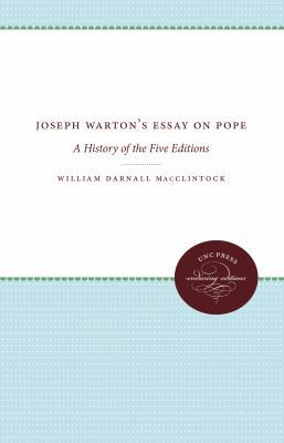 Joseph Warton's Essay on Pope: A History of the... 1469611899 Book Cover