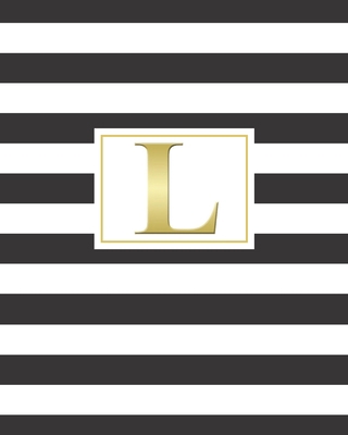 L: 2020 Weekly and Monthly Planner and Customized Calendar Black and White Stripes with Gold Monogrammed Initial