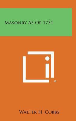 Masonry as of 1751 1258890321 Book Cover