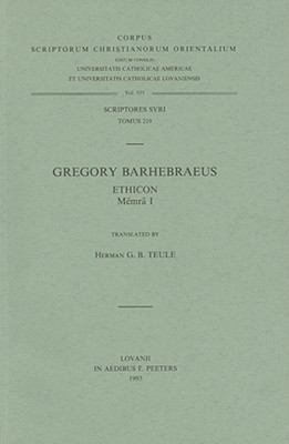 Gregory Barhebraeus Ethicon (Memra I): V. 9042905883 Book Cover