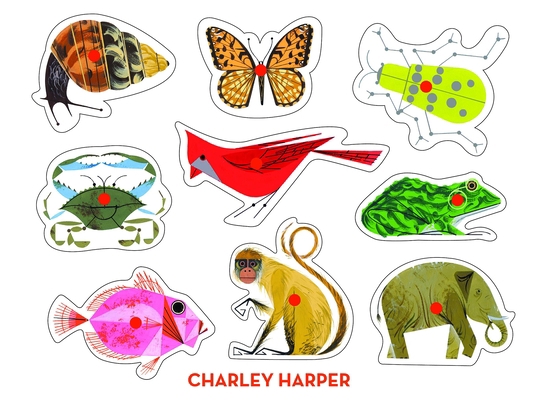 Game Charley Harper Classic Wooden Peg Puzzle Book