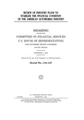 Review of industry plans to stabilize the finan... 1703472314 Book Cover