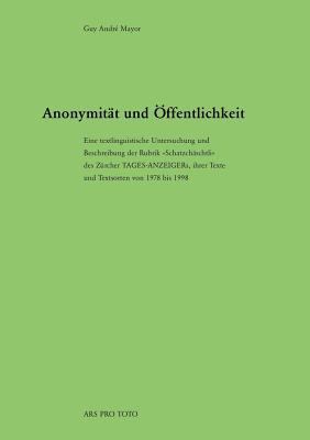 Anonymität und Öffentlichkeit [German] 3831126240 Book Cover