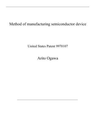 Method of manufacturing semiconductor device: U... B08RH2G26V Book Cover