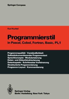 Programmierstil in Pascal, Cobol, Fortran, Basi... [German] 3642702481 Book Cover