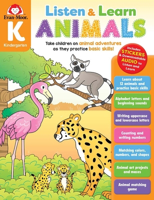 Animals, Kindergarten Workbook: Listen and Lear... 1645141853 Book Cover