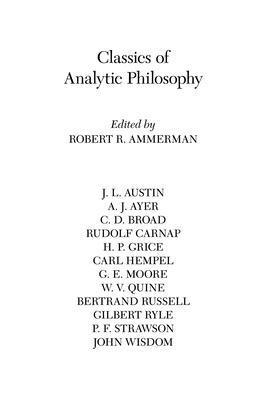 Classics of Analytic Philosophy (Hackett Classics) 0872201015 Book Cover