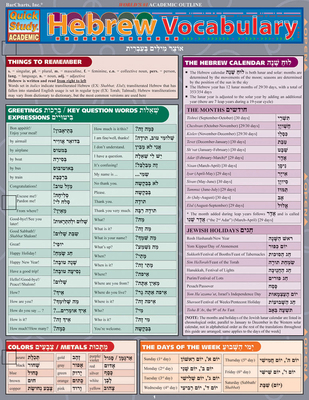 Hebrew Vocabulary: Quickstudy Laminated Referen... 1423204190 Book Cover