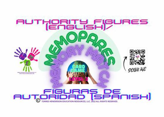 Memory Match, Memopares, Authority Figures, Figuras de Autoridad Grade 2 - Level 3 : Card Game