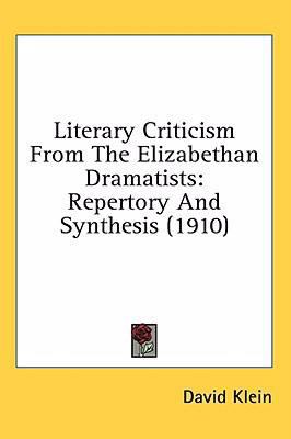 Literary Criticism From The Elizabethan Dramati... 1436583500 Book Cover